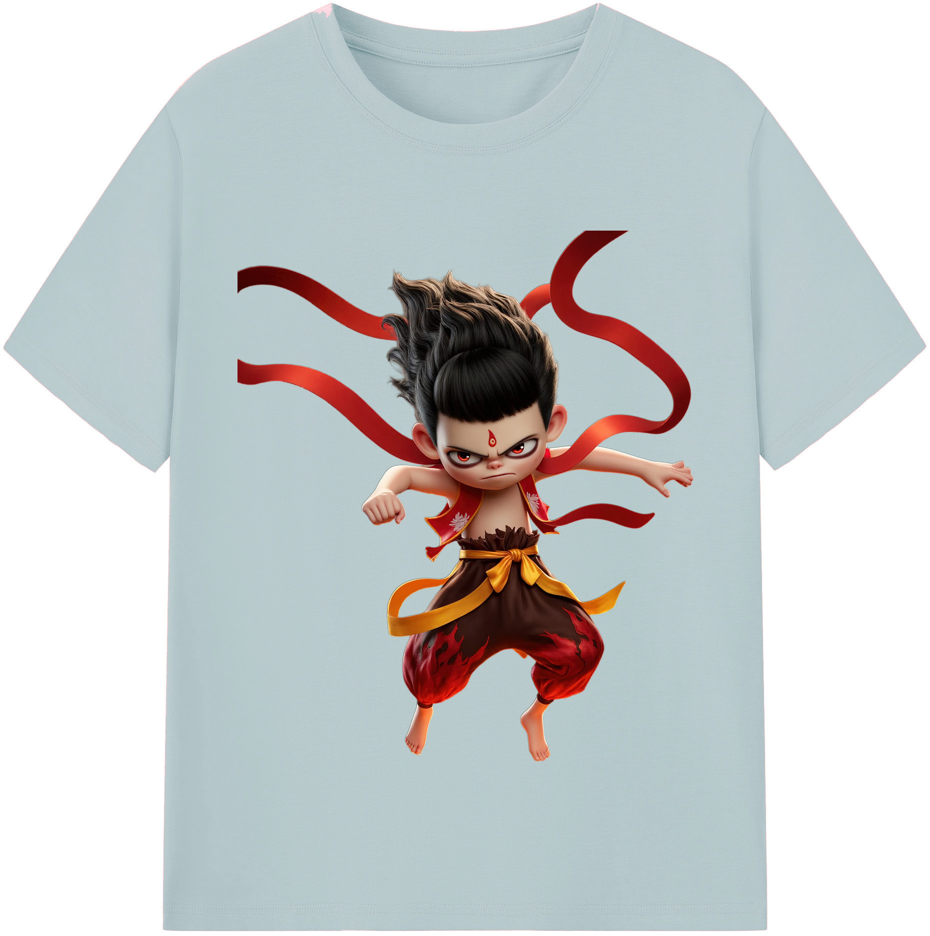 （画像用） Ne Zha 2 ナタ 魔童の大暴れ 綿100％半袖Tシャツ（フロントプリント）